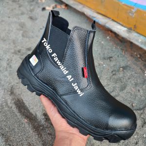 Sepatu Safety Safeti Septi Elastis Slip On King Skn Ujung Besi Keselamatan Kerja Proyek Pabrik Pom Bengkel Mekanik Touring Hiking Batu Bara Kulit Terbaik