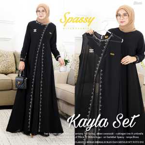Kayla by Spassy Gamis Maxi Dress Bahan Ceruti Babydoll Full Furing + Outer LD 110 PB 140