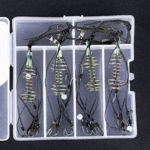 [Sirola] 4pcs High Carbon Fishing Hooks Carp Spherical Feeder Bomb Proof Hanging Explosion Hook Tool Spring Anti-winding Explosion Hook