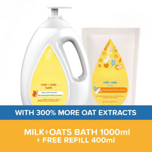 Bath 1000ml + FREE 400ml Refill: baby body wash head to toe milk bath kids