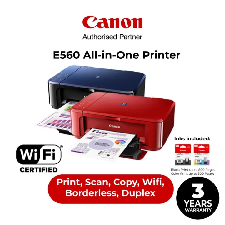 CANON Pixma E560 Advanced Auto Duplex All-In-One Wireless Printer (Print, Scan, Copy, Wifi)
