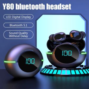 Y80 TWS Earbuds Không Dây Bluetooth Tai Nghe 5.1 Xách Tay Trong Tai Không Thấm Nước 9D Stereo Thể Thao Bluetooth Tai Nghe Với Micquality Giảm Tiếng Ồn Earb