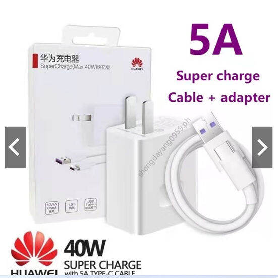 Original Huawei 40W. Supercharge Fast Charger Nova 7i Mate30 Pro type c