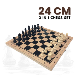 Portable 3-in-1 Wooden Chess Set With Folding Storage - Includes Backgammon & Checkers Solid Board Games Gift Set In Various Sizes