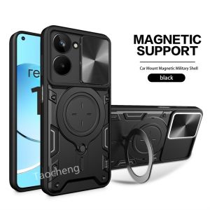 Armor Alloy Support Phone Case For Vivo Y03 Y18 Y28s VivoY03 Y 03 4G 5G 2024 Casing Shockproof Incoming Call Flashing Push Sliding Window Back Cover