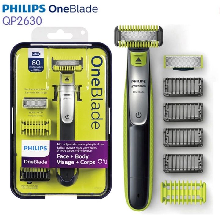 philips OneBlade QP2630/30 Hybrid Stubble Trimmer and Shaver with 4 x ...