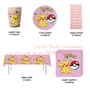 Pink Pokemon Party Supplies SET/Pokemon Theme Decoration/Event Kit/Birthday Ornament【RainbowCulture】