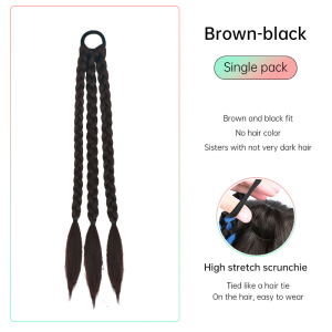 【COD&Spot goods】45CM Boxing Braid Wig Fashion Girl Women Sweet Cool Dirty Braid Spicy Girl Style Wig Double Ponytail Long Wig Kids Twist Braids Hair Extension Black Brown Hair Synthetic Elastic Hair Rope Braids Double Ponytail Wig
