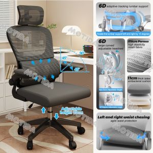 【24 Hours Shipped】Ergonomic Office Chair Double Backrest Adjustable Lumbar Mesh Chair Computer Chair With Pillow