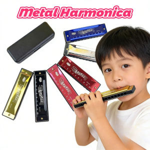 Metal Harmonica with Case 10-Hole Wind Instrument Performance Accompaniment Mouth Organ Early Education Toy