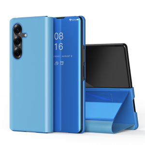 Mirror Flip Phone Case For Samsung Galaxy Z Fold 8 Ultra 7 6 5 4 3 Fold8 5G Shockproof Kickstand Leather Protective Cover Funda