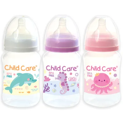 Child Care 8oz Baby Bottle Set (Anti-Colic Feeding bottle) (Wide Neck Bottle) (BPA Free Feeding Bottle) (Feeding Set)