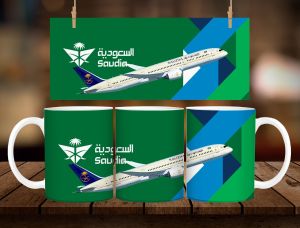 * 1 PC MUG WITH BOX * SAUDIA MUG DESIGN 11oz with BOX SOUVENIR