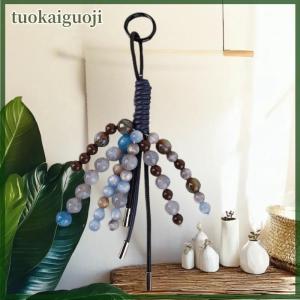 tuokaiguoji Fashion Rope String Bag Car Keychain Lucky Bodhi Beaded Backpack Pendant Keyring For Women Charm Ornaments