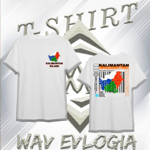 (01) KAOS DISTRO FASHION WAV EVLOGIA MOTIF KALIMANTAN ISLAND FREE STICKER PRIA WANITA KEREN