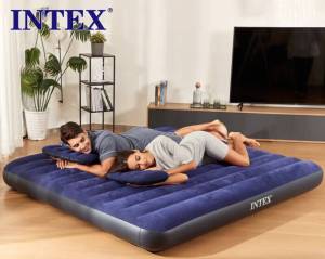 Intex ที่นอนเป่าลม 5 ฟุต ควีน 152x203x22 ซม. รุ่น 68759 (Blue) ฟรี หมอน 2 ใบและที่สูบลมดับเบิ้ลควิ๊ก วัน