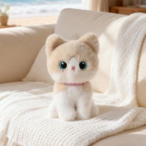MING1996 Stuffed Animals Kitten Plush Toys Soft Fluffy Sitting Pose Pet Cat Doll Lovely Kawaii Stuffed Cat Decor