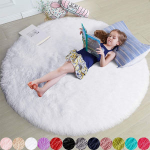 80/120/200cm Round Fluffy Plush Carpet Ultra Soft Shaggy Rug Non Slip Door Mat Carpet for Living Room Bedroom Computer Chair Home Decor Rugs