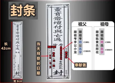 封条 封條 路票 清明用品 清明纸 写名字 封条 名字条 黄纸 白纸 封