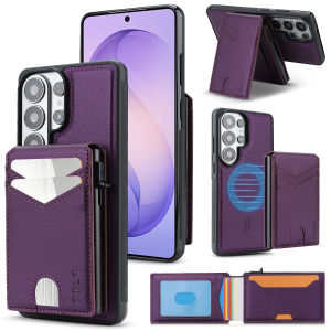 2 in 1 Detachable Magnetic Card Bag Wallet Leather Case for Samsung Galaxy S26 Ultra S25 S24 Shockproof One Click Swipe Cards