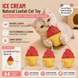 Loofah Pet Toys for Cats and Dogs - Natural Loofah Chew Toys with Teeth Grinding and Fun Shapes Safe & Durable EN71 Certified