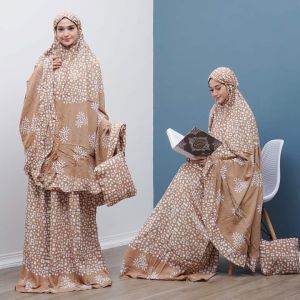 Mukena dewasa batik cap halus Matt rayon tebal adem lembut ld 125