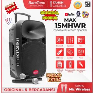 Speaker Aktif Portable 15 Inch BARETONE MAX15MHWR 120Watt Usb Bluetooth Original