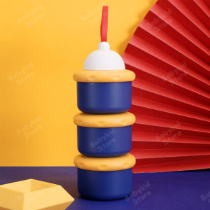 กล่องเก็บนมผง 3 ชิ้น แบบพกพา ชั้นแบ่งนมผง มีหูหิ้ว กล่องเก็บนมผงสูญญากาศ กระปุกใส่นม