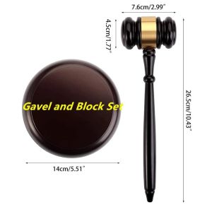 Wooden Judges Gavel Auction Hammer with Sound Block Durable Craft Lawyer Judge Auction Hammer