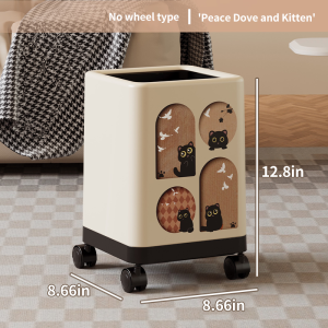 13L square cute trash can household trash can with wheels removable living room trash can