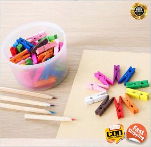 10pcs Penjepit Klip Kayu Mini Serbaguna Wooden Peg Clip 35mm Jepitan Baju Kertas Foto Warna Warni