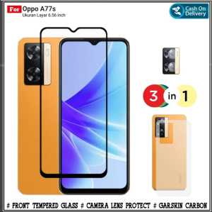 Paket 3 in1 Tempered Glass Oppo A5 4G 5G A5i Pro A3X 4G 5G A3 Pro 5G A77s A17 Tempered Glass Full Layar Free Camera Garskin