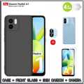Paket 4in1 Case Xiaomi Redmi 12C A1 A2 Casing Cover Free Tempered Glass Layar Dan Camera + Garskin. 
