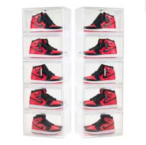 [BUY1FREE1[ Shoes Box Storage Containers Clear Sneaker Storage Box Side Open Door with Magnetic Stackable Display Case Shoe Organizer Box for Men Women