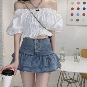 🍒🍒🍒 CHÂN VÁY JEAN MIDI 2 TẦNG UTRRB