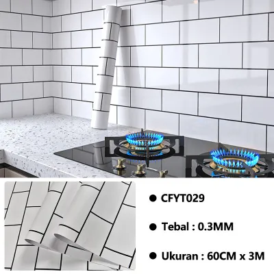 60cmx 300cm Wallpaper Sticker Dapur Meja Dinding Lemari Walpaper Dapur Anti Air Anti Minyak