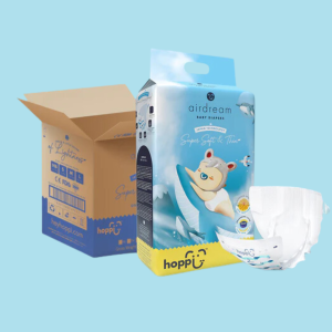 Hoppi AirDream - แพมเพิสเด็ก แพมเพิส ผ้าอ้อมเด็กแบบเทป (ยกลัง 4แพ็ค) ขนาดบางเฉียบ 2 มม. บางเบา นุ่มสบาย พร้อมด้วยเทคโนโลยี UltraCore