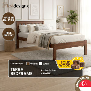 Flexidesignx Single Bed Frame Solid Wood Adult Wooden Bed Minimal Design – TERRA