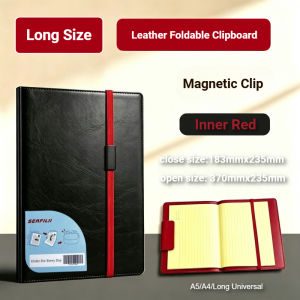 A4/Long Foldable Clipboard Leather Portfolio Folder Clipboard Document File Organizer Folding Board for Yellow Pad