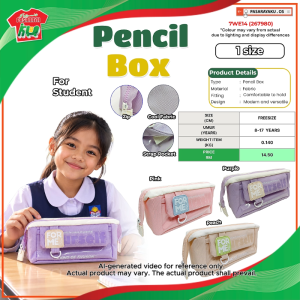 Pencil Box for Students | Fabric Pencil Case with Zipper & Strap Pocket | Pink Purple Peach | Ages 8–17