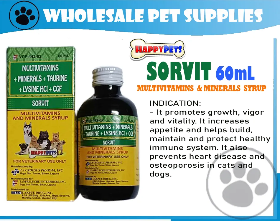 SORVIT MULTIVITAMINS for Cats Dogs 60mL Happy Pets Liquid - Main Image