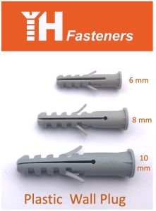 (10 & 50 pcs) 6/8/10 mm Nylon Plastic Wall Plug Anchor Gray Plak Dinding with Stainless Steel Screws