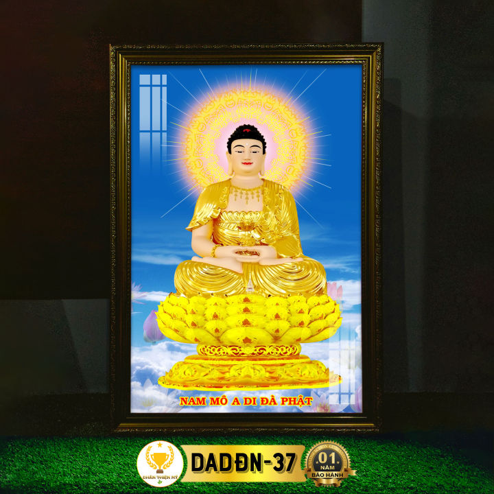 Tranh Treo Phòng Thờ A Di Đà Phật Ngồi Có Đèn CHÂN THIỆN MỸ, Trang Trí ...