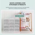 【One Cat Shop】6Pcs Large Transparent  Foldable Storage Box Plastic Shoes Box Stackable Storage Organizer. 