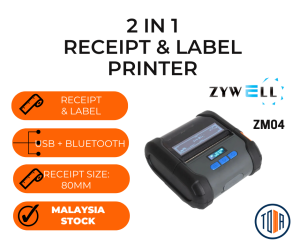 Zywell ZM04 2in1 Receipt & Label Portable Printer