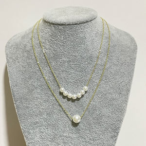 【Pharaoh🎀COD】Kalung Mutiara Lapisan Ganda Sederhana Wanita Ceruk Kalung Mewah Ringan Rantai Tulang Selangka Kelas Atas