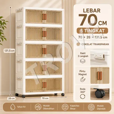 Trove 45/50/60/70cm Lemari Pakaian Plastik Jumbo Lipat Rak Susun Ekstra Spasi Awet Ringan Penghemat Ruang