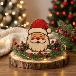 PYA94 Tree Sock Christmas Wooden Ornaments Penguin Snowman Christmas Decoration Cartoon Cute 2D Flat Santa Claus Figurine Decor Christmas Party