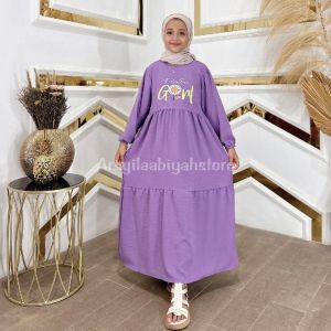 Gamis Anak Crinkle Printing Sunflower 5-12 tahun
