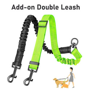 [Can Engrave Pets Name] High Quality Double Ring Secure Reflective Dog Collar & Leash Padded Nylon Neoprene Pet Puppy Double Leash